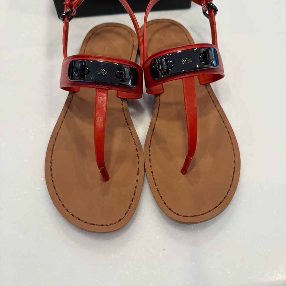Coach Gracie Swagger Thong Sandals Burnt Orange Size 6.5 B New In Box - Picture 6 of 14